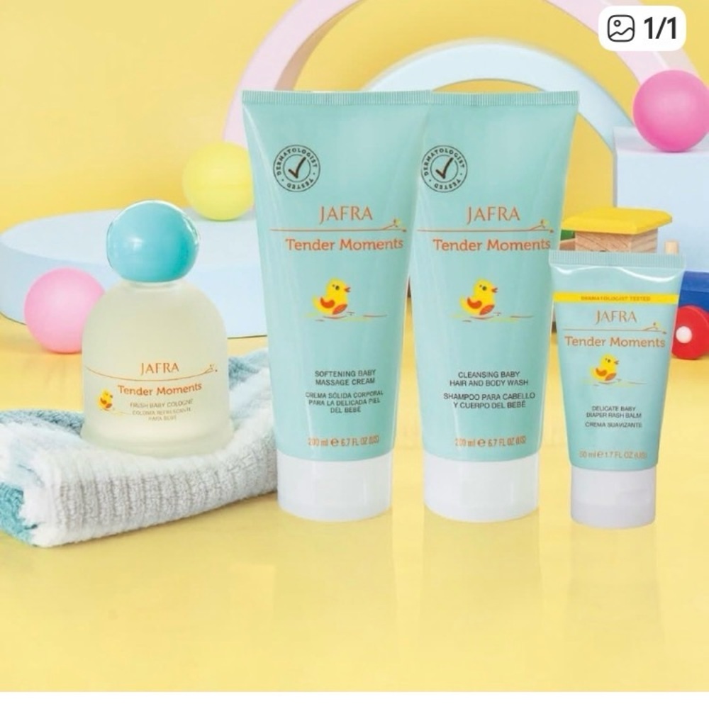 JAFRA Tender Moments Baby Care Collection - Aqua and White